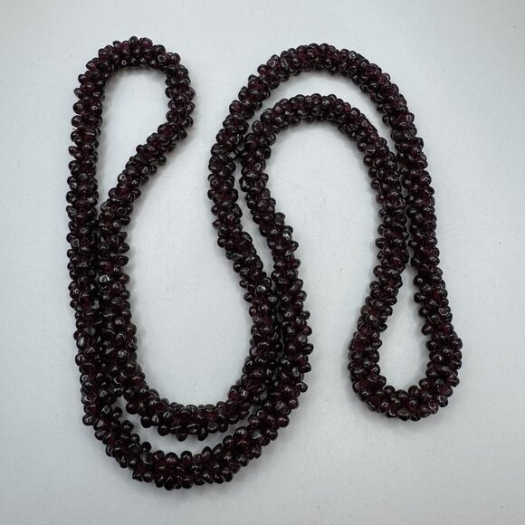 Stunning Natural Red Garnet Nugget Beaded Long Necklace 34" - Picture 7 of 11